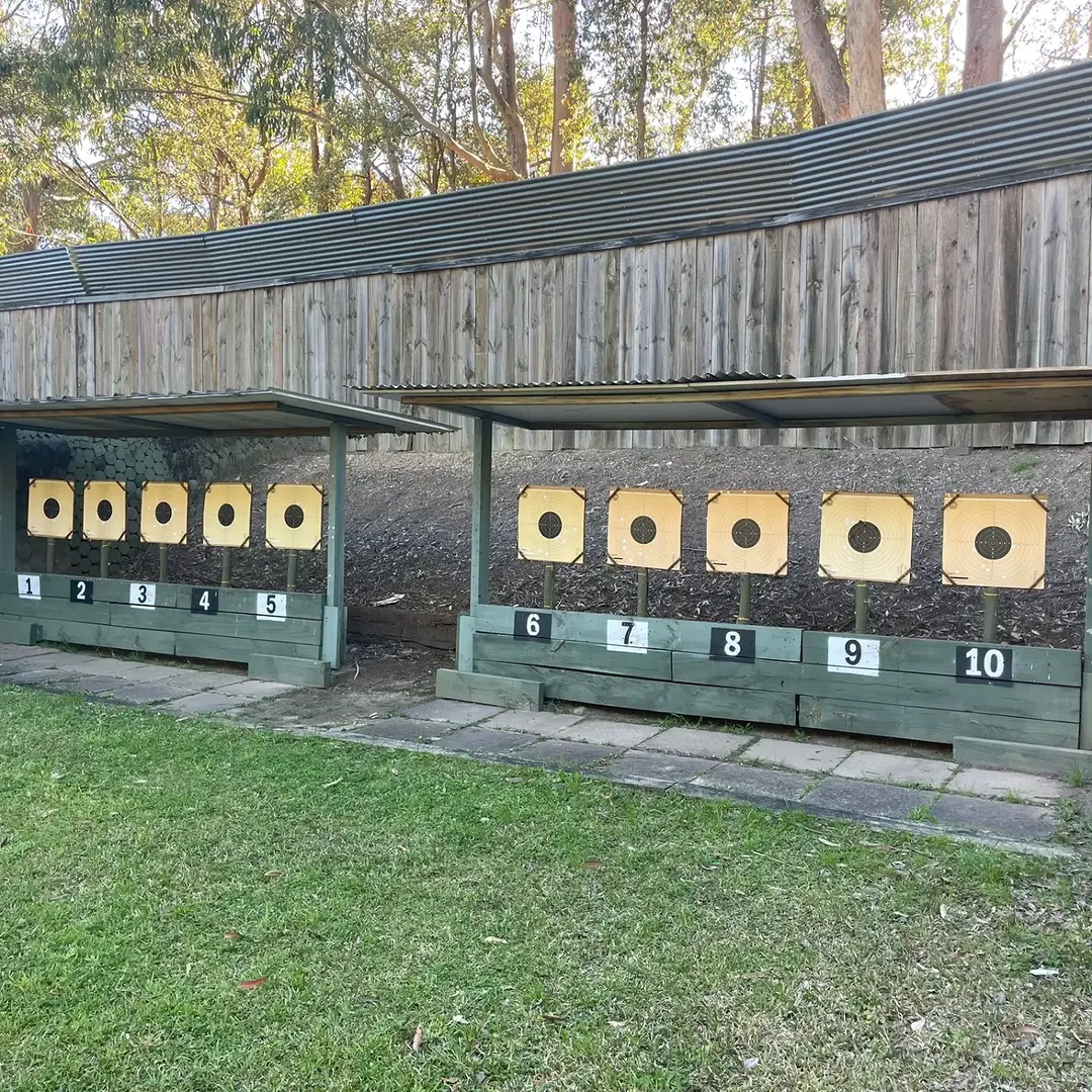 Ten numbered outdoor target lanes at Kurrajong Pistol Club