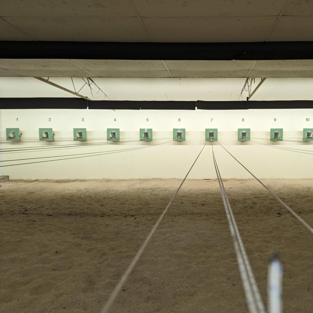 View along target lines inside the air pistol range